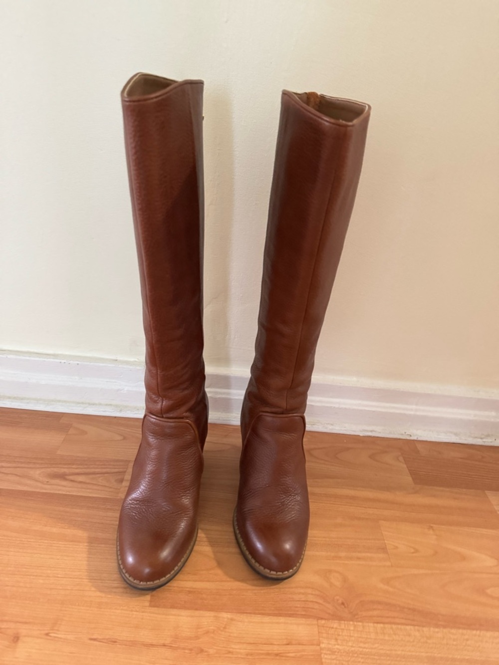 kate spade Tall Brown All Leather Boots with Saddle stitching size 6